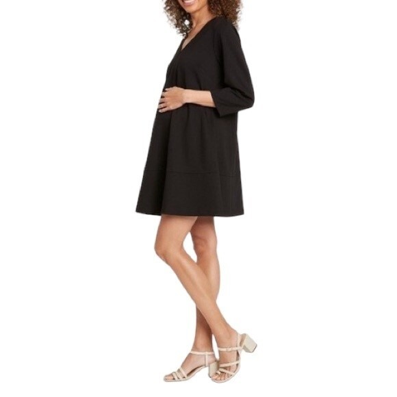 Hatch Dresses & Skirts - The Nines By Hatch Maternity Dress Black V-Neck Ponte Knit Mini Size Small